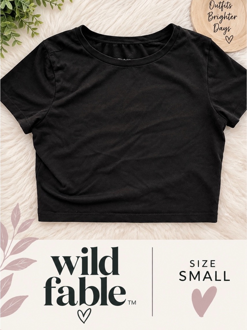 wild fable Black Short-Sleeve Crop Top